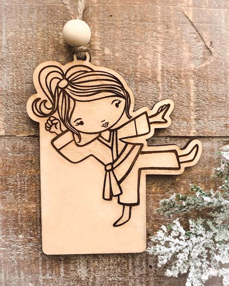 Digital download Cute karate girl svg ornament file for Glowforge and laser cutters SVG FILE ONLY